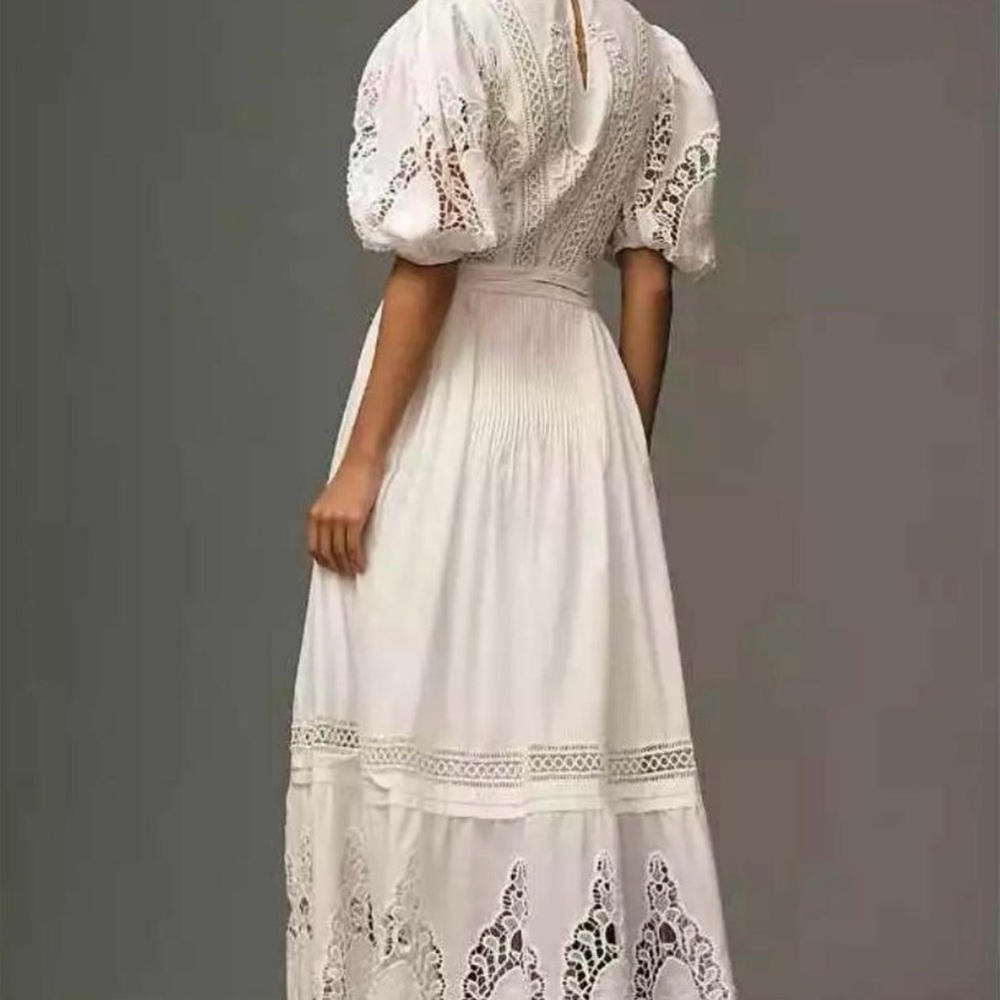 Anthropologie Ivory Lace Maxi Dress - Picture 2 of 16